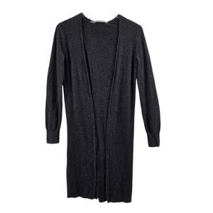 Athleta 100% Cashmere Long Open Front Cardigan Sweater Womens XXS Charcoal Gray